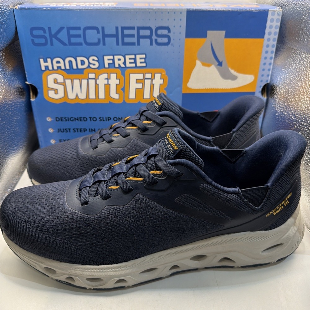 Skechers hands-free swift Fit men's Slip On Navy No Bending Shoe. Size 13